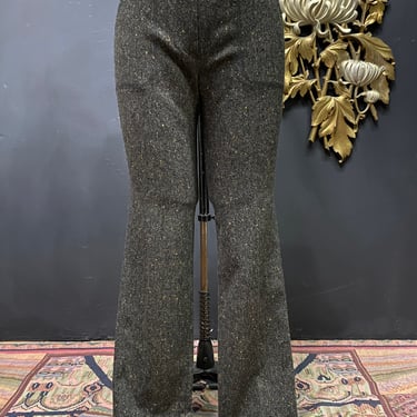 1990s sonia rykiel pants, wool and cashmere, vintage trousers, gray flecked, medium, straight leg, mid rise, 90s designer, office attire, 29 