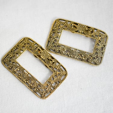 Vintage Musi Gold Rectangle Shoe Clips 