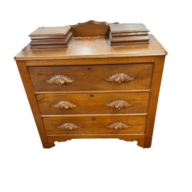 Antique Victorian Carved Walnut Step Back Dresser Chest w Glovebox Drawers EK221-265