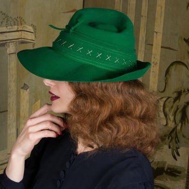 Size 6 7/8 1910s 1920s Stetson Fur Felt Fedora Homburg  display picture 1