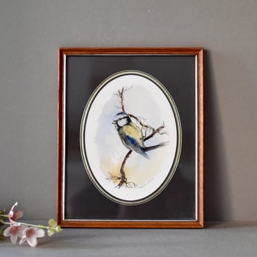 Vintage Birds Water Color Painting Wooden Frame Wall Decor Vintage Robinson Painting 