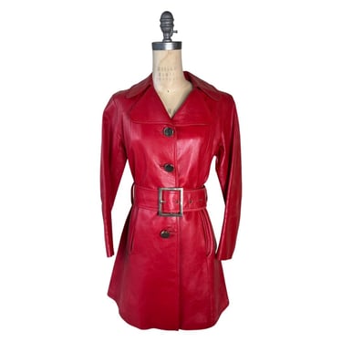 1970s red leather coat 