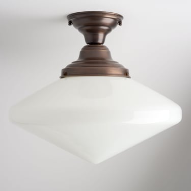 Mid Century Modern Lighting - Ceiling Light - Brass Fixture - Bronze - 16" Large 