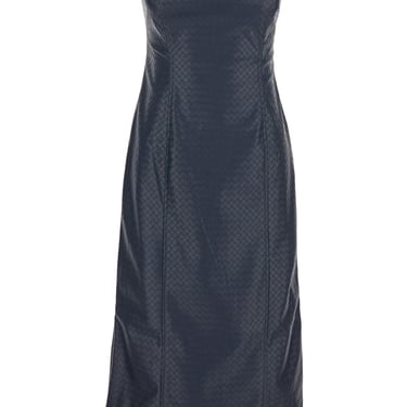 Rotate Women Blue Midi Bustier Dress In Braided Eco Leather Woman