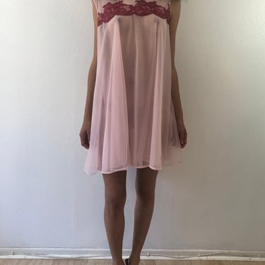 Vintage Pink Babydoll Mini Slip Dress 