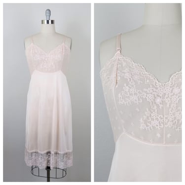 Vintage Vanity Fair dress slip, 1970s, lace bodice, full slip, slip dress, lingerie, 36