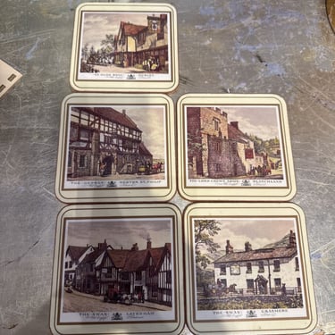 Set of 5 English Inns coasters