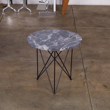 Black Marble Side Table with Hairpin Legs 