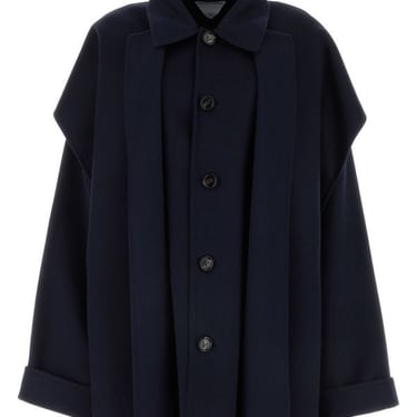 Bottega Veneta Woman Midnight Blue Wool Blend Coat