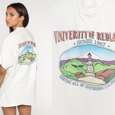 University of Redlands T Shirt 90s Southern California Tshirt College T Shirt Vintage Graphic Tee 1990s Retro White Extra Large xl 