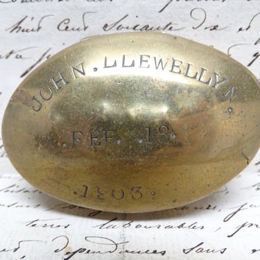 Antique 1903 English  Copper Snuff Box,  Engraved John  Llewellyn Feb 18 1903, Vintage 