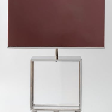 Romeo Rega Attr. Lucite & Chrome Table Lamp