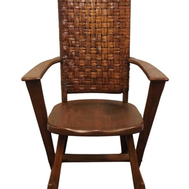 Amish-Made OLD HICKORY American Provincial Dining Arm Chair with Rattan Woven Back 