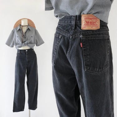 levis 560 jeans - 33 - loose fit straight leg vintage 80s 90s black womens Levi denim jean high waist waisted casual pants 