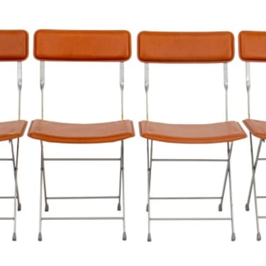 Set of 6 DWR &quot;Lina&quot;  Leather Folding Chairs