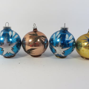 Vintage Glass Black Mica Glitter Christmas Ornaments 