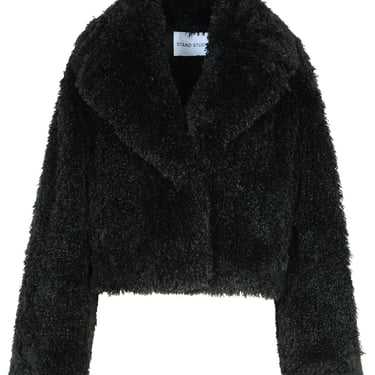 Stand Studio 'Samara' Black Polyester Faux Fur Coat Women