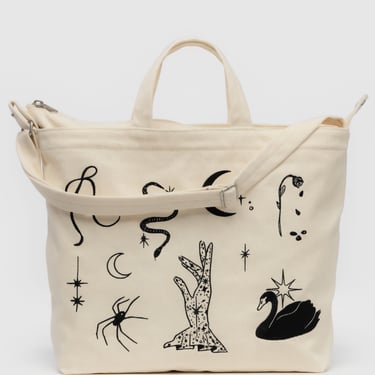 Horizontal Zip Duck Bag in Embroidered Ballet Icons