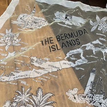 Vintage Bermuda Scarf Sheer Yellow 1960’s Souvenir 
