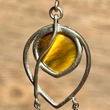 Tigers Eye Earrings Alloy Handmade Crystal Gemstone Jewelry Dangle Chain Modern 