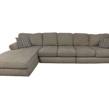 Beige L-Shaped Cloth Sectional