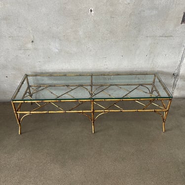 Hollywood Regency Coffee Table Metal Gold Gilded Base