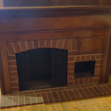 Wood Fireplace w Faux Brick Inlay