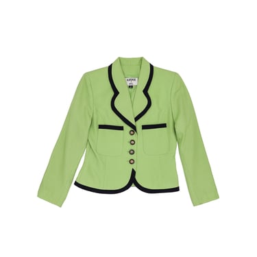 Vintage Preppy Mod Green Long Sleeve Button Down Blazer Size Medium Chic Office Blazer Jacket Formal Evening Trendy Casual Workwear Top 