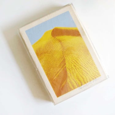 Vintage 70s Humboldt Sand Dune Silk Screen Print Art - California Art - Boho Natural Colorful Yellow Blue Small Wall Art 