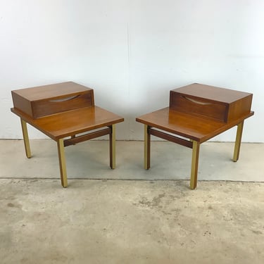 Pair Mid-Century Two-Tier End Tables by Merton Gershun for American of Martinsville 