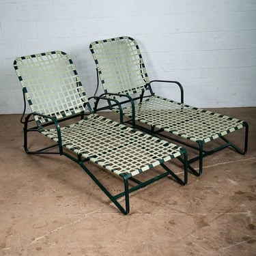 Mid Century Modern Patio Chairs Pair Green Brown Jordan Wrapped Armchairs Mcm