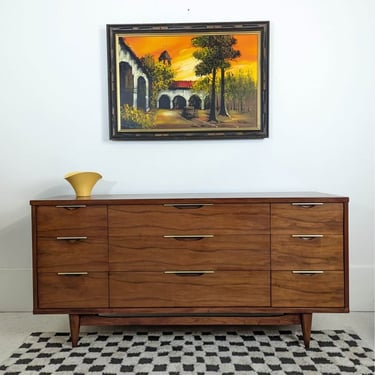 Gorgeous MCM “The Tableau” 9 Drawer Lowboy Dresser by Kent Coffey