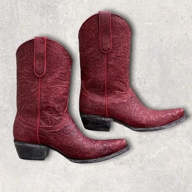 Old Gringo Women’s Red Paisley Embroidered Western Cowgirl Ankle City Boot 7 