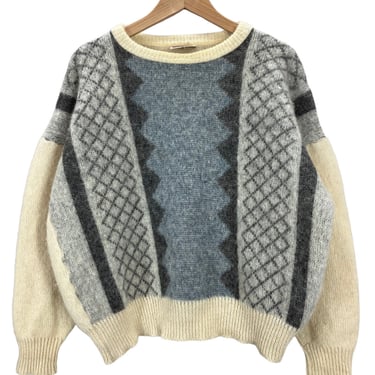 VTG Samband of Iceland Geometric 100% New Wool Pullover Sweater Mens M Fair Isle