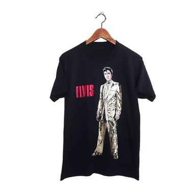 vintage Elvis shirt / 80s band shirt / 1980s Elvis Presley metallic print The King t shirt single stitch Small 