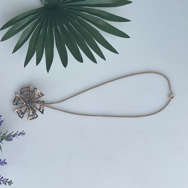 Gold Flower Necklace and Pin