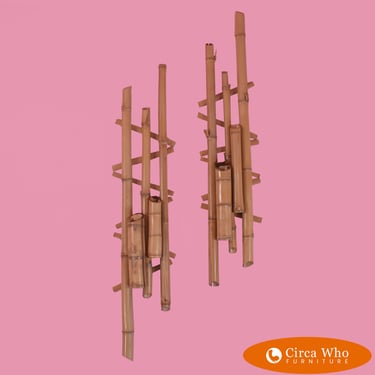 Pair of Bamboo Wall Planter Holders