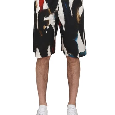 Alexander Mcqueen Men Bermuda With Logo Print