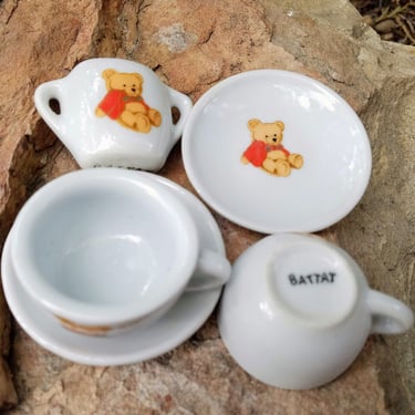 Child's Dish Set BATTAT~Pretend Play~Child's Play Dishes Teddy Bear China Tea Set 2 Cups/Saucers~Teapot Child Toy~JewelsandMetals 