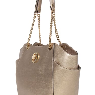 Michael Kors - Gold Saffiano Leather Chain Strap Shoulder Bag