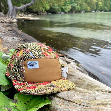 Handmade 5 Panel Camp Hat, Baseball Cap, five panel hat, Snap Back Cap, 5panel hat, Aboriginal Print Autumn Hat, Gift for her, gift under 60 