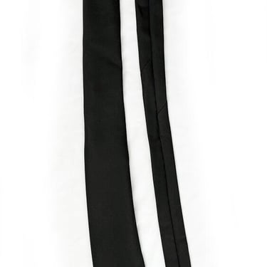 1960's MOD Men's Vintage Solid Black Polyester Skinny Neck Tie, Suit Tie Classic 