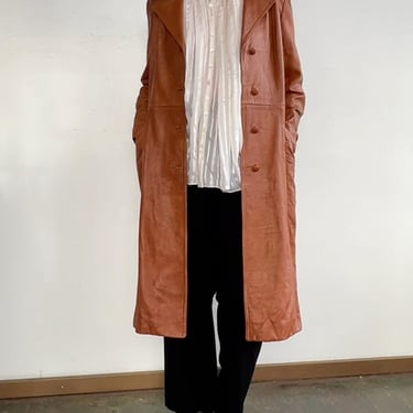 70s Caramel Leather Trench (M)