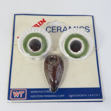 Vintage Ceramic Owl Eyes and Beak Macrame Beads - Macrame Owl Beads 