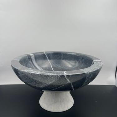 Postmodern Solid Marble Massive Italian Footed Compote Bowl