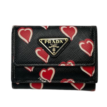 Prada Black + Red Heart Wallet