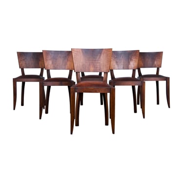 Shipping Charge for 1950s French Art Deco Oak Dining Chairs W/ Brown Leather - Set of 6 