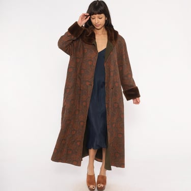 Paisley Bill Blass Coat 80s Edwardian Fur Trim | Shop Exile 