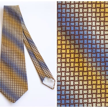 1970s blue and yellow stripe ombre tie 