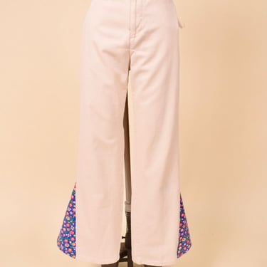 Cream Oxford Floral Flare Pants by Maria By Dockers, M
